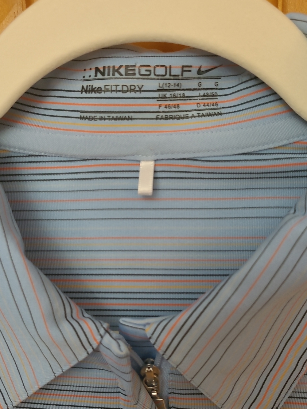 Nike Light Blue Striped Golf Polo